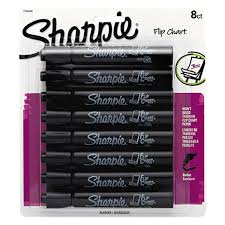 Sharpie 1760445 Black Bullet Tip Flip Chart Marker 8 Pack