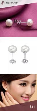 Stud Earrings New Sterling Silver Freshwater Pearl Cherry Gold Stud Earrings