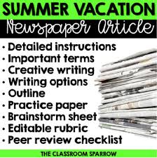 Today is the first day of summer vacation. Summer Vacation Newspaper Article Back To School First Day Of School