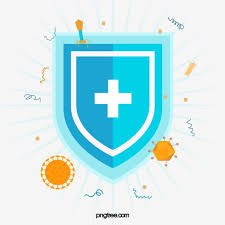 Gratis untuk komersial tidak perlu kredit bebas hak cipta. Medical Care Immunology Technology Defense Shield Red Cross Security Cartoon Hand Painted Blue Yellow Microbiology Microorganism