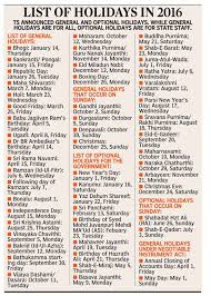 Telangana Releases 2016 List Of Holidays