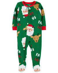 1 Piece Santa Fleece Footie Pjs In 2021 Foot Pyjamas Carters Baby Boys Footie Pajama