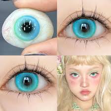 Сині контактні лінзи Mill Creek 2pcs із класом Iris Bright 14,2 мм Косплей  Аніме Очі Люмінесцентне тіло Літньо-блакитні Контактні лінзи щорічного  використання