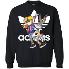 Adidas Bugs And Lola Bunny Unisex Pullover Sweatshirt Shop Adidas X Disney Bugs And Lola Adidas Sweatshirt Sweatshirts