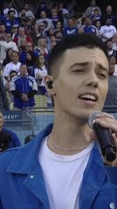 Singing the National Anthem at the dodgers game 😱✨ #nationalanthem  #dodgers #singer