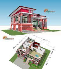 This floor plan layout provides added privacy, quiet and comfort for the homeowners and is especially popular in ranch style house plans. Modern Elevated Two Bedroom One Storey House Ulric Home One Storey House Courtyard House Plans Unique Small House Plans