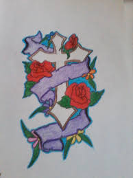 Free for commercial use no attribution required high quality images. Cross Banner With Flowers Drawing By Loverofallart Dragoart Com