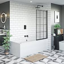 Choose this screen to help prevent splashes and spillages from your bath or shower and avoid. Mode 8mm Black Framed Bath Screen Victoriaplum Com