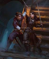 M High Elf Rogue Thief Vs F Rogue Thief Leather Armor Undercity Urban City Story 601 Character Portraits Fantasy Fantasy Inspiration