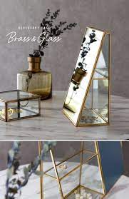 ジュエリーケース アクセサリー ジュエリー 収納 ガラス 真鍮 ミラー ゴールド 金 クリア 約 w 17cm d 9cm h 23 5cm 66980 ジュエリーボックス ガラスケース ミラーケース アクセサリーケース アンティーク風 見せる収納 ディスプレ 収納 ガラス アクセサリー