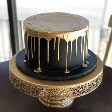 Gold On Black Drip Cake Black And Gold Birthday Cake Elegant Birthday Cakes Golden Birthday Cakes