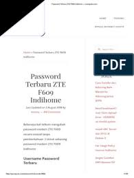 Jika username dan password diatas tidak bekerja. Password Terbaru Zte F609 Indihome Jaranguda Com