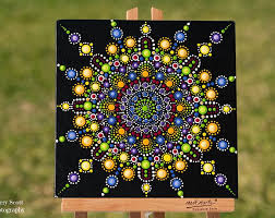 Colourful Mandala Original Dot Painting Acrylic On Canvas Board Multicolour Colourful Art Dot Painting Mandala Dots Dot Art Painting