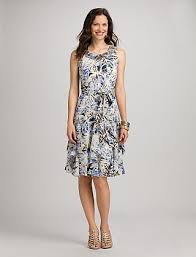 Ruffled Abstract Floral Dress Dressbarn Dress For Petite Women Dresses Petite Dresses