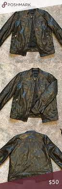 Mark Anthony Black Faux Leather Jacket Size L Black Faux Leather Jacket Faux Leather Jackets Leather Jacket