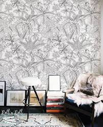 Black And White Tropical Mural Wallpaper Sketch Tropical Drawing Wallpaper Removable Wallpaper Hand Drawn Wall Mural Drawing Wall Decor Black And White 114 Removable Wallpaper Wall Murals Smooth Walls