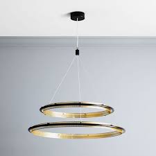 Bathe your space in the warm glow of our fabric shade drum flushmount, designed with a linen shade that beautifully diffuses the light. Perforated Double Led Chandelier