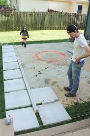 Diy Patio With Grass Between Pavers And A Fire Pit In 2021 Diy Patio Pavers Diy Backyard Patio Pavers Backyard