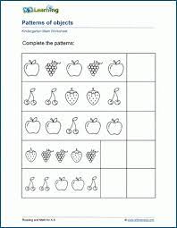 patterns of objects worksheets k5 learning