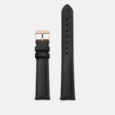 Strap 16 Mm Leather Black Rose Gold Colour Armband Leder Schwarzes Lederarmband Kordelzugbeutel