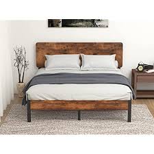 Metal headboards were especially popular in the victorian era. Amazon Com New Rustic Queen Industrial Wood And Metal Bed Includes Head And Footboard Kitchen Dining