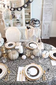 Black And White Halloween Table Decor Spooky Glam Halloween Table Halloween Table Decorations Halloween Table Decor