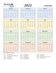 Below are year 2022 printable calendars you're welcome to. 2022 Australia Calendar With Holidays