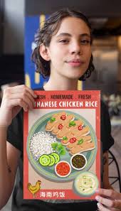 Malaysian Nostalgia, Hainanese Chicken Rice, Food Art Print, Kitchen Print,  Restaurant Print, Retro Wall Decor, Foodie Gifts, East Asian Art