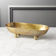 Shop Gleam Brass Footed Bowl Natural Brass Oblong Sits Pretty Propped Up On Four Cylinder Decorative Bowls French Country Living Room Tealight Candle Holders