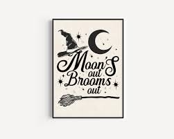 Moons Out Brooms Out Print, Autumn Decor, Witchcore Decoration, Halloween  Wall Decor, Halloween Art Print, Witchy Gifts, Fall Printable