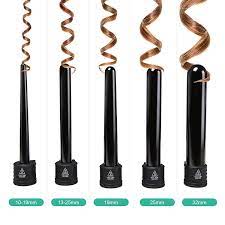 Huachi 5 In 1 Curling Iron Professional Salon Hair Curler Curling Wand Rollers Set With 5 Interchangeable Cerami Hair Curlers Mini Hair Straightener Wand Curls