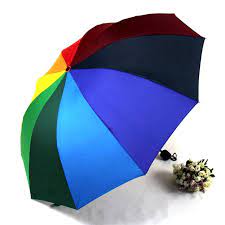 1 Pc Creative Rainbow Umbrella Big Umbrella Straight Three Folding Colorful Handle Sunny And Rainy Umbrella Ou Umbrella Uv Protection Umbrella Rainbow Umbrella