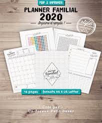 Calendriers 2021 à imprimer gratuitement au format a4 en pdf. Organiseur Familial 2020 A Imprimer Planner De Famille Avec Un Calendrier Mensuel Et Un Planning Heb Organiseur Familial Agenda Imprimable Calendrier Familial