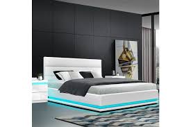 Bed frames queen size cheap. Artiss Led Gas Lift Bed Frame Queen Size Lumi Collection White Matt Blatt