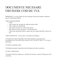 Check spelling or type a new query. Documente Necesare Obtinere Cod De Tva Alexandrescu Monica Academia Edu