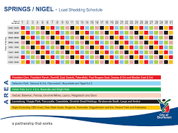 There are proper timetables and schedules followed by the company. Here Is Your Load Shedding Schedule Springs Advertiser