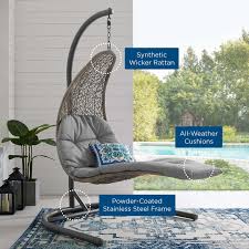 Hanging chaise loungers combines the comfort of a lounge chair and the hanging sensation of a hammock. Landscape Hanging Chaise Lounge Outdoor Patio Swing Chair Contemporary Modern Furniture Modway