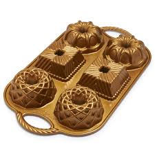 Three mini frosted bundt cakes, of course! Nordic Ware Geo Mini Bundt Pan Sur La Table