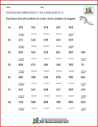 Attach pages together at tape lines to form one number chart. Ordering Numbers Worksheets Up To 1000