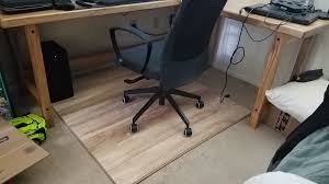 Clear pvc carpet protection mat for use in the home and office to prevent floor wear caused by chair casters. Saw On R Lifeprotips Using Laminate Flooring As A Floor Mat Instead Of Those Plastic Mats Same Price As A Plastic Mat Looks Much Nicer And Works Great Pcmasterrace