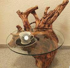 Upside Down Tree Root And Glass Table Tree Root Furniture Table Lamp Wood Natural Wood Furniture