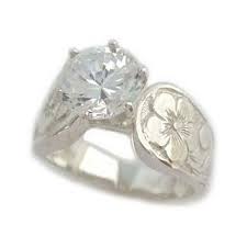 Hawaiian Heirloom Jewelry 1 5 Ct Cubic Zirconia Plumeria Etsy In 2021 Silver Engagement Rings Hawaiian Heirloom Jewelry Heirloom Wedding Rings