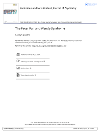 Pdf The Peter Pan And Wendy Syndrome