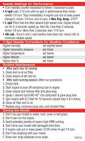 Factory Carburetor Settings For Trx 2 5 2 5r And 3 3 Traxxas