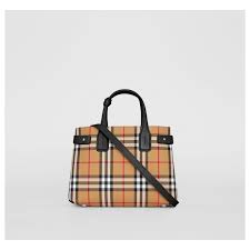 Burberry the vintage check bunner bag tote crossbody small authentic bnwt. Burberry Burberry The Small Banner In Vintage Check And Leather Sac Borsa Handbags Leather Cotton Multiple Colors Ref 125430 Joli Closet