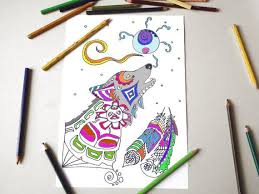 Lupo Colorare Per Adulti Bambini Totem Etsy Coloring Book Art Coloring Books Book Art