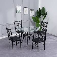 Glass top dining table hand fabricated stainless steel cylinder base. Small Glass Top Dining Table Set Off 59