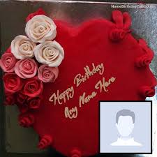 Looking for simple birthday cake ideas that will please any child? Romantic Red Velvet Birthday Cake With Name And Photo