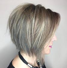 wispy tousled bob with gray balayage haarschnitt bob bob frisur haarschnitt