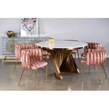 Allmodern Cassie Upholstered Dining Chair Set Of 2 Upholstery Color Rose Frame Color Gold Pink Dining Chairs Gold Dining Chairs Dining Room Style